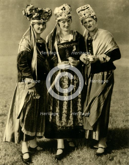 Young women in traditional costume, Styria, Austria, c1935. Creator: Unknown.