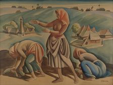 Young women working in the fields, 1900-1927. Creator: Wladyslaw Skoczylas