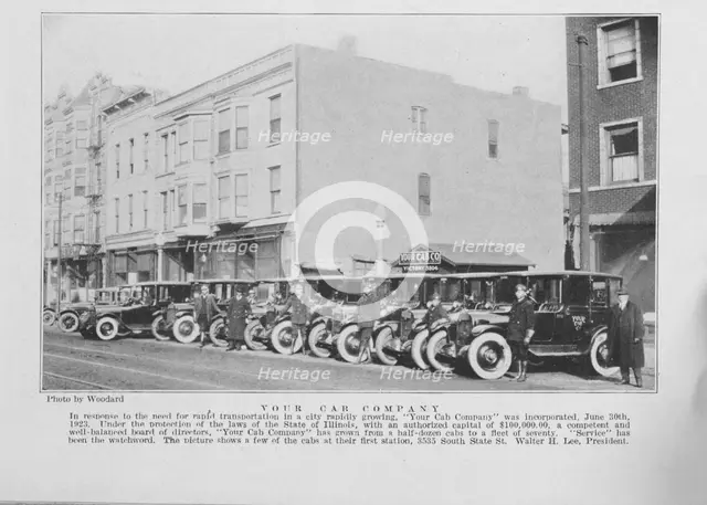 Your Cab Company; In response to the need for rapid transportation in a city rapidly growing...1925. Creator: Unknown.
