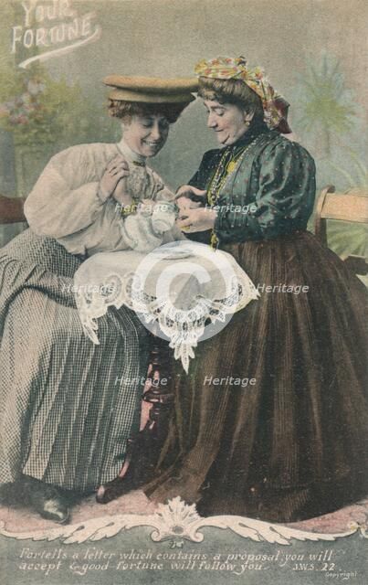 'Your Fortune - Fortells a letter which contains a proposal, you will accept & good fortune will fol Artist: Unknown.