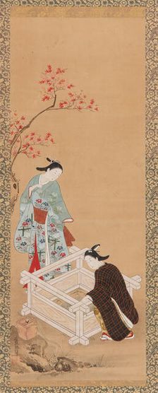 Youth and a maiden near a well, Edo period, 1615-1868. Creator: Unknown
