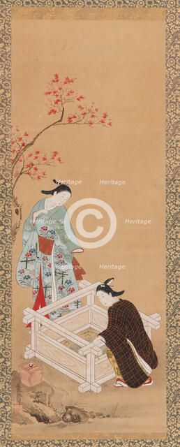 Youth and a maiden near a well, Edo period, 1615-1868. Creator: Unknown.