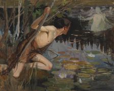 Youth and a Mermaid, sketch, 1896. Creator: Albert Edelfelt