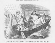 "Youth on the Prow and Pleasure at the Helm!", 1886. Creator: Joseph Swain