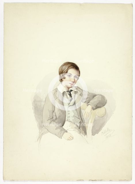Youth Leaning on Chair, 1852. Creator: Elizabeth Murray.