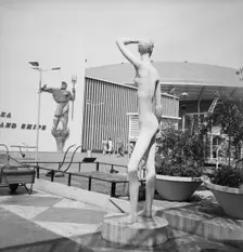 Youth sculpture by Dapnhe Hardy, Festival of Britain site, South Bank, Lambeth, London, 1951. Artist: MW Parry
