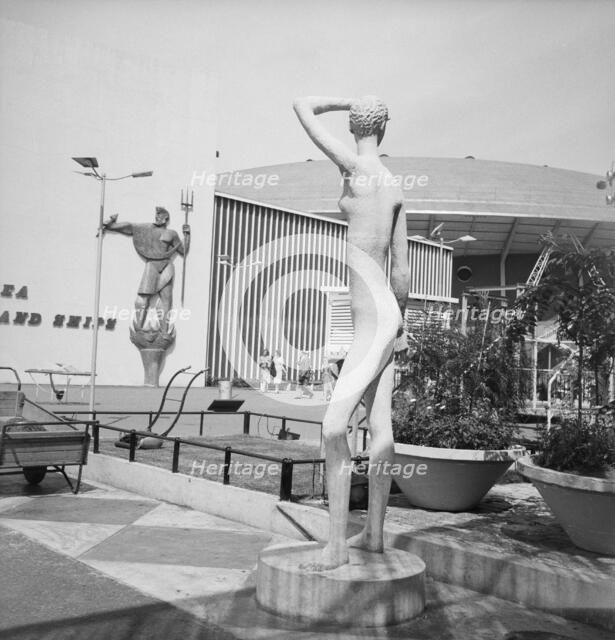 'Youth', sculpture by Dapnhe Hardy, Festival of Britain site, South Bank, Lambeth, London, 1951. Artist: MW Parry.