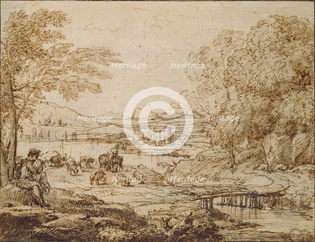 Youth playing a Pipe in a pastoral Landscape, c1640s. Artist: Claude Lorrain.