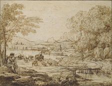 Youth playing a Pipe in a pastoral Landscape, c1640s. Artist: Claude Lorrain
