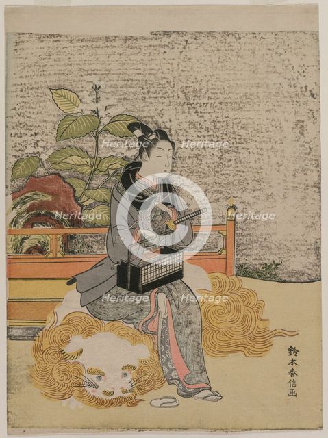 Youth Representing Monju, God of Wisdom on a Lion, c. 1767. Creator: Suzuki Harunobu (Japanese, 1724-1770).