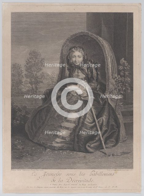 Youth under the clothing of decrepitude (La jeunesse sous les habillements de la décrépitu..., 1751. Creator: Renée Elizabeth Marlie Lépicié.