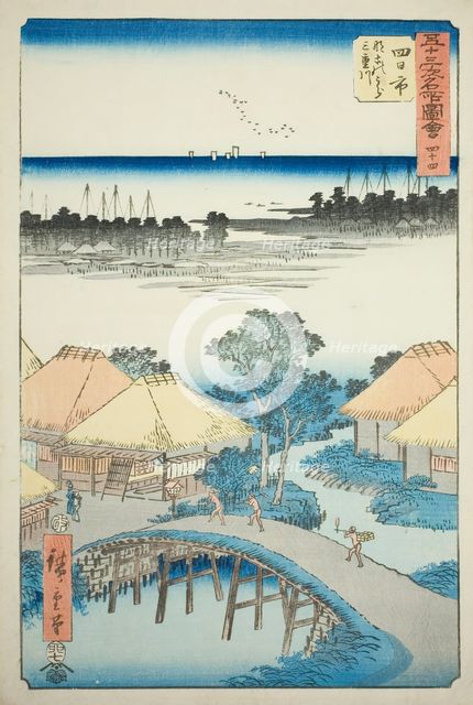 Yokkaichi: Nako Bay and the Mie River (Yokkaichi, Nako no ura Miekawa), no. 44 from the se..., 1855. Creator: Ando Hiroshige.