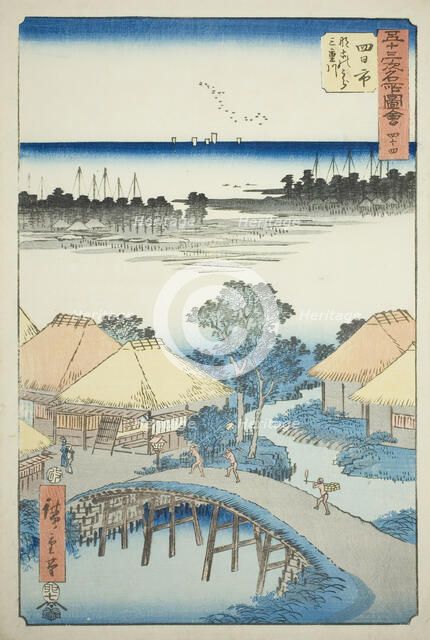 Yokkaichi: Nako Bay and the Mie River (Yokkaichi, Nako no ura Miekawa), no. 44 from the se..., 1855. Creator: Ando Hiroshige.