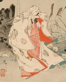 Yokobue Waiting from Takiguchi Tokiyori by Moonlight at Horinji, 1890. Creator: Tsukioka Yoshitoshi