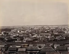 Yokohama, Japan: panoramic view of Yokohama town, looking towards the harbour, c1873. Creator: William Pryor Floyd