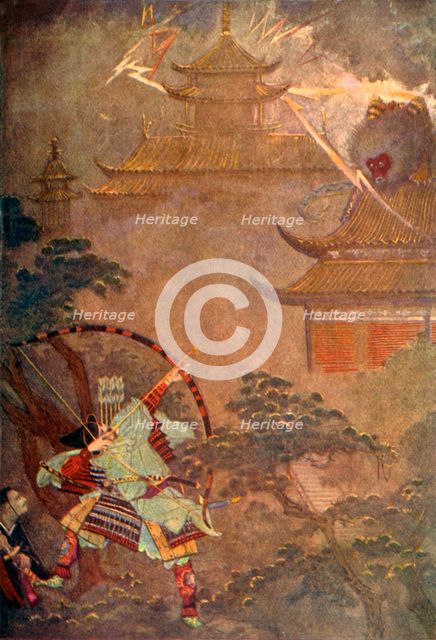 'Yorimasa slays the Vampire', 1912. Creator: Evelyn Paul.