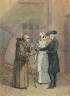 Yorik, the Monk and Madame L- in the Inn Courtyard at Calais c1760s, (1942). Creator: Adam Buck