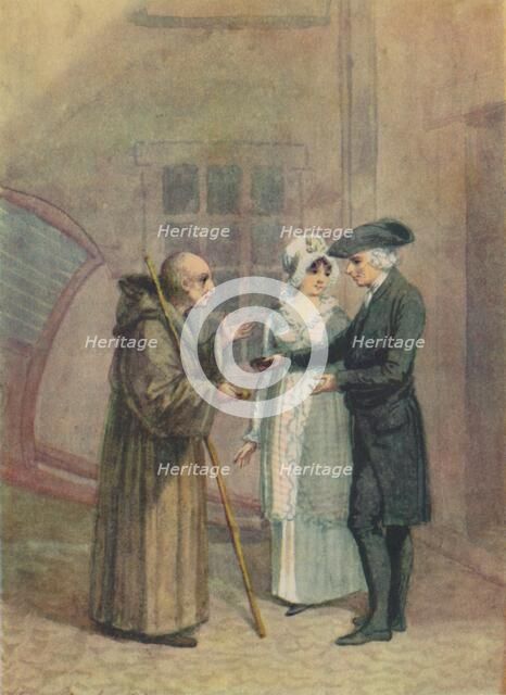 'Yorik, the Monk and Madame L- in the Inn Courtyard at Calais', c1760s, (1942). Creator: Adam Buck.