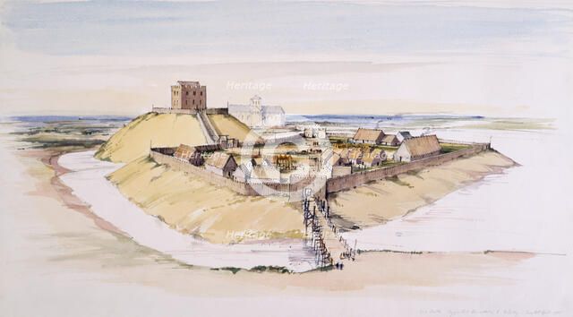 York Castle as it might have looked soon after construction, with the Minster beyond, 1985. Artist: Terry Ball