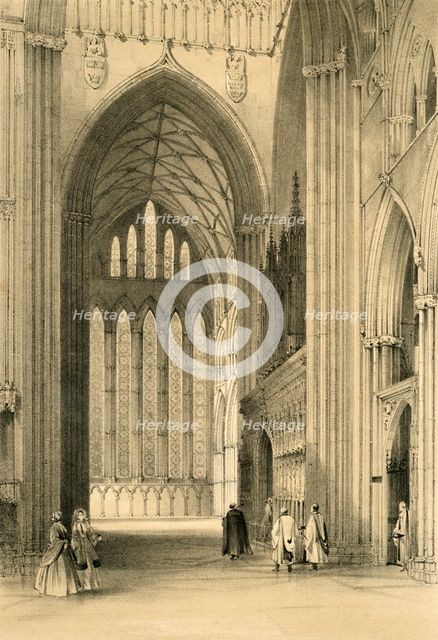 'York Cathedral, North Transept', mid 19th century.  Creators: Unknown, W Monkhouse.