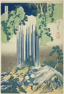 Yoro Waterfall in Mino Province (Mino no kuni Yoro no taki), from the series Tour of..., c. 1833. Creator: Hokusai