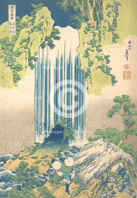 Yoro Waterfall in Mino Province (Mino no Yoro no taki), from the series A Tour of Wate..., ca. 1832. Creator: Hokusai.