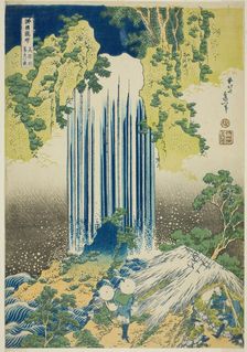 Yoro Falls in Mino Province (Mino no Yoro no taki), from the series "A Tour of Waterfalls..., c1833. Creator: Hokusai