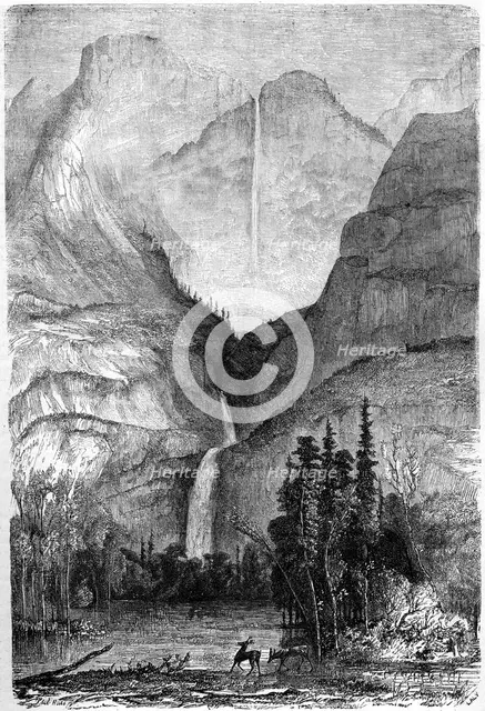 'Yosemite Falls', California, 19th century.Artist: Paul Huet