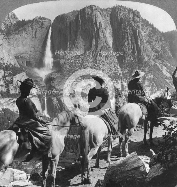 Yosemite Falls, from Glacier Point trail, Yosemite Valley, California, USA, 1901. Artist: Underwood & Underwood