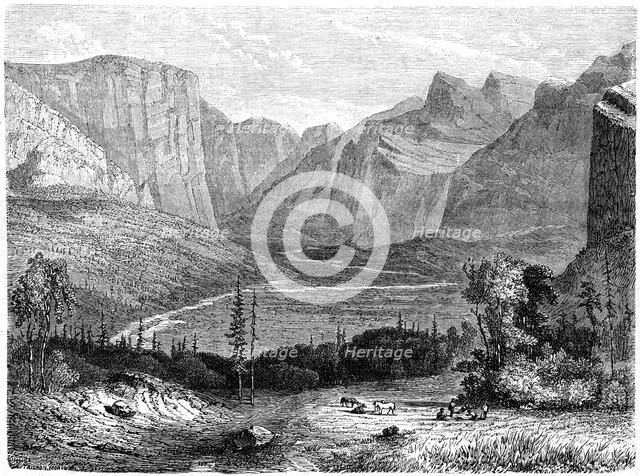 'Yosemite Valley', California, 19th century.Artist: Paul Huet