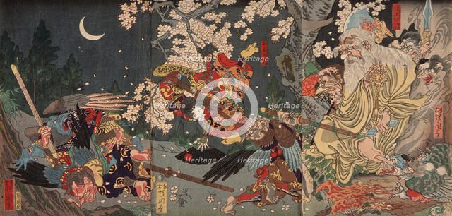 Yoshitsune Training with the Tengu Sojobo, 1863. Creator: Kawanabe Kyosai.