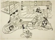 Yoshitsune (Ushiwaka) and Princess Joruri, from the series "Famous Scenes from..., c. 1705/06. Creator: Okumura Masanobu