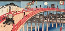 Yoshitsune ichidaiki Gojo-no-hashi no zu, ca 1839. Creator: Kuniyoshi, Utagawa (1797-1861)
