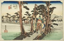 Yoshiwara: Mount Fuji on the Left (Yoshiwara, hidari Fuji), from the series "Fifty..., c. 1833/34. Creator: Ando Hiroshige