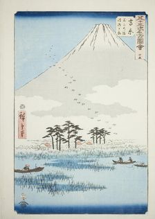 Yoshiwara: Fuji Marsh and Ukishima Plain (Yoshiwara, Fuji no numa ukishima ga hara), no. 1..., 1855. Creator: Ando Hiroshige