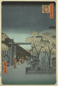 Yoshiwara Licensed Quarters at Dawn (Kakuchu shinonome), from the series "One Hundred..., 1857. Creator: Ando Hiroshige
