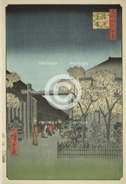 Yoshiwara Licensed Quarters at Dawn (Kakuchu shinonome), from the series "One Hundred..., 1857. Creator: Ando Hiroshige.
