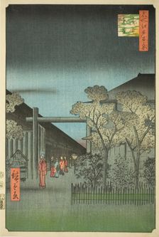 Yoshiwara Licensed Quarters at Dawn (Kakuchu shinonome), from the series "One Hundred ..., 1857. Creator: Ando Hiroshige