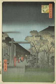 Yoshiwara Licensed Quarters at Dawn (Kakuchu shinonome), from the series "One Hundred ..., 1857. Creator: Ando Hiroshige