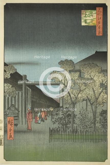 Yoshiwara Licensed Quarters at Dawn (Kakuchu shinonome), from the series "One Hundred ..., 1857. Creator: Ando Hiroshige.