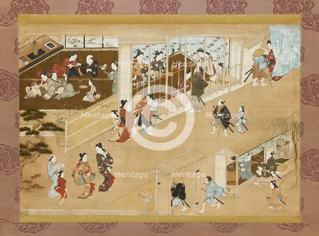 Yoshiwara pleasure quarters, c1670-c1685. Artist: Miyagawa Choshun.
