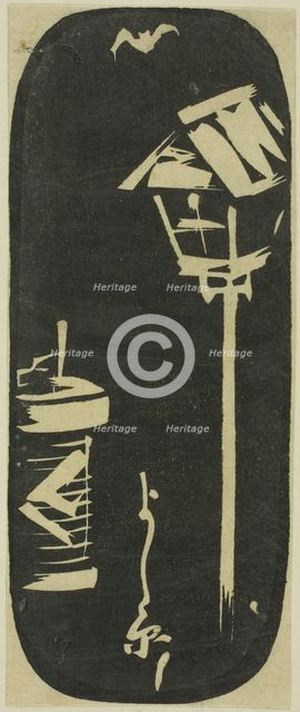 Yoshiwara, section of a sheet from the series "Cutouts of Famous Places in Edo (Harimaze..., 1852. Creator: Ando Hiroshige.