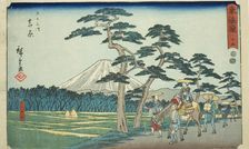 Yoshiwara: The Famous Sight of Mount Fuji on the Left (Yoshiwara, meisho hidari Fuj ..., c. 1847/52. Creator: Ando Hiroshige
