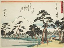 Yoshiwara: View of Fuji on the Left from Nawate (Yoshiwara, hidari Fuji no Nawate)..., c. 1837/42. Creator: Ando Hiroshige
