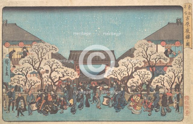 Yoshiwara Yo Zakura no Zu, ca. 1841., ca. 1841. Creator: Ando Hiroshige.