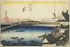 Yoshida: The Toyo River Bridge (Yoshida, Toyokawabashi), from the series "Fifty-thre..., c. 1833/34. Creator: Ando Hiroshige