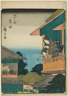 Yoshida, from the series "Fifty-three Stations [of the Tokaido] (Gojusan tsugi)," also...,1852. Creator: Ando Hiroshige