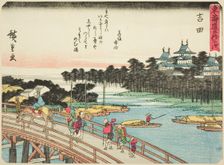 Yoshida, from the series "Fifty-three Stations of the Tokaido (Tokaido gojusan tsugi..., c. 1837/42. Creator: Ando Hiroshige