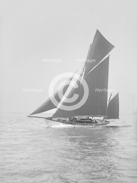 Yawl sailling close-hauled, 1914. Creator: Kirk & Sons of Cowes.