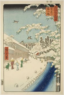 Yabu Street at the foot of Atago Hill (Atagoshita yabukoji), from the series "One Hundred..., 1857. Creator: Ando Hiroshige